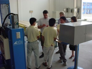 Steve Weinschenk trains new equipment users in Nanjing, China. 